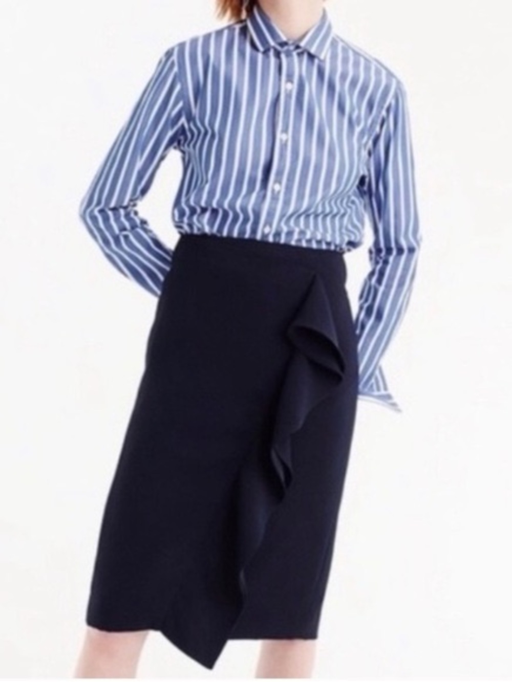 Ruffle pencil skirt in 365 crepe